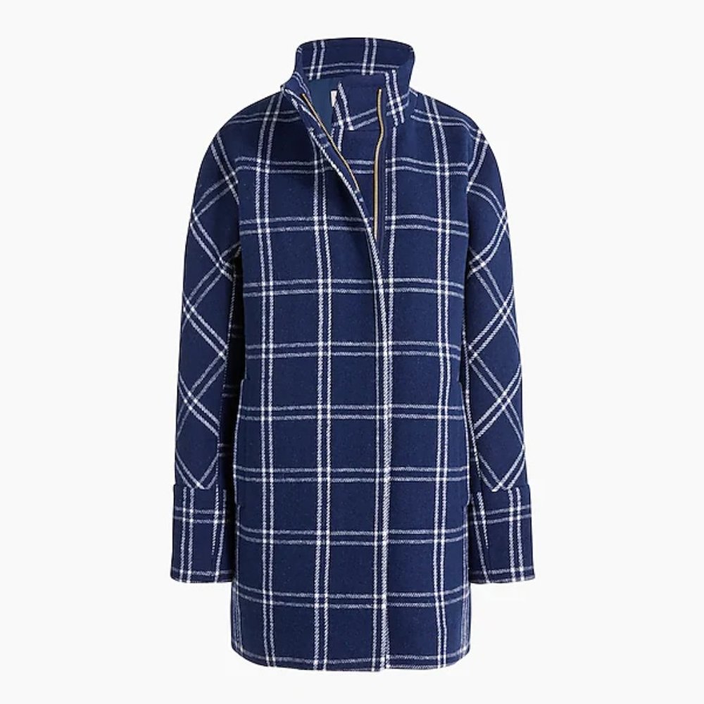 NWT J. Crew Wool-Blend City Coat in Windowpane size 6